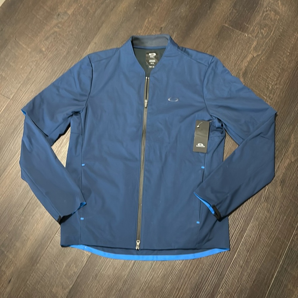 Oakley men’s albatross rain jacket, blue, size small NWT